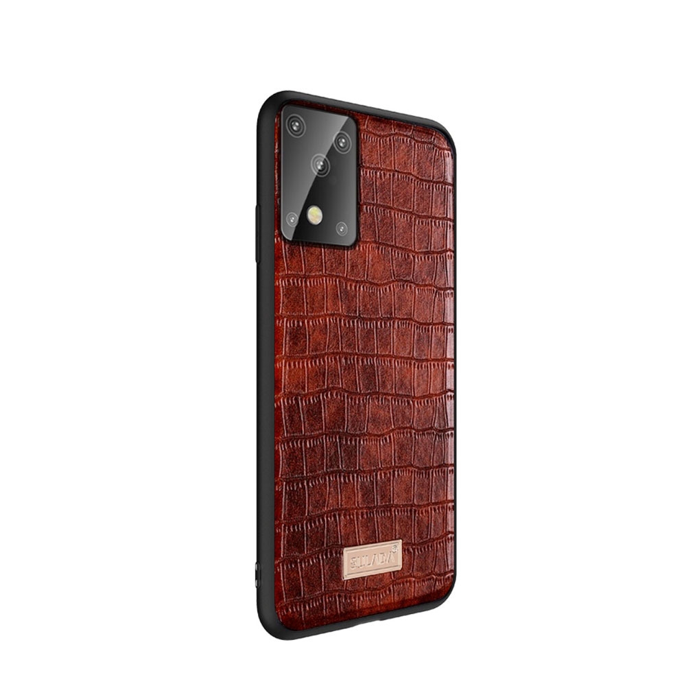 Image of SULADA - Samsung Galaxy S20+ Plus / S20+ Plus 5G Leder Hardcase Hülle im Kroko Look - Braun bei Apfelkiste.ch