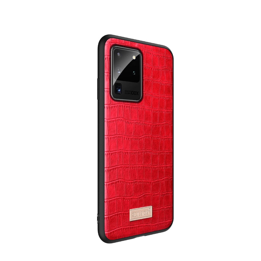 Image of SULADA - Samsung Galaxy S20 Ultra / S20 Ultra 5G Leder Hardcase Hülle im Kroko Look - Rot bei Apfelkiste.ch