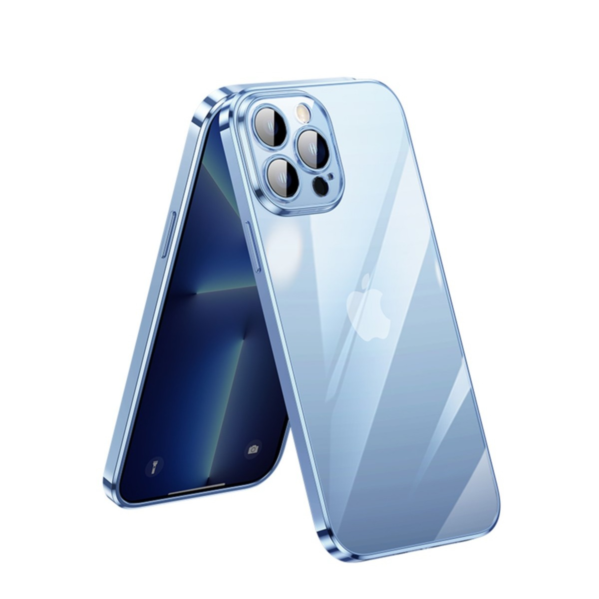 Image of SULADA - iPhone 13 Pro Gummi Case Hülle Galvanisierter Rahmen + Kameraschutz - Blau bei Apfelkiste.ch