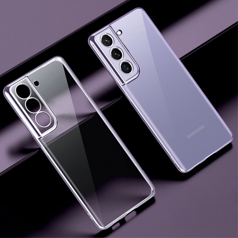 Image of SULADA - Samsung Galaxy S21+ Plus 5G Gummi Case Hülle Galvanisierter Rahmen + Kameraschutz - Transparent / Violett bei Apfelkiste.ch