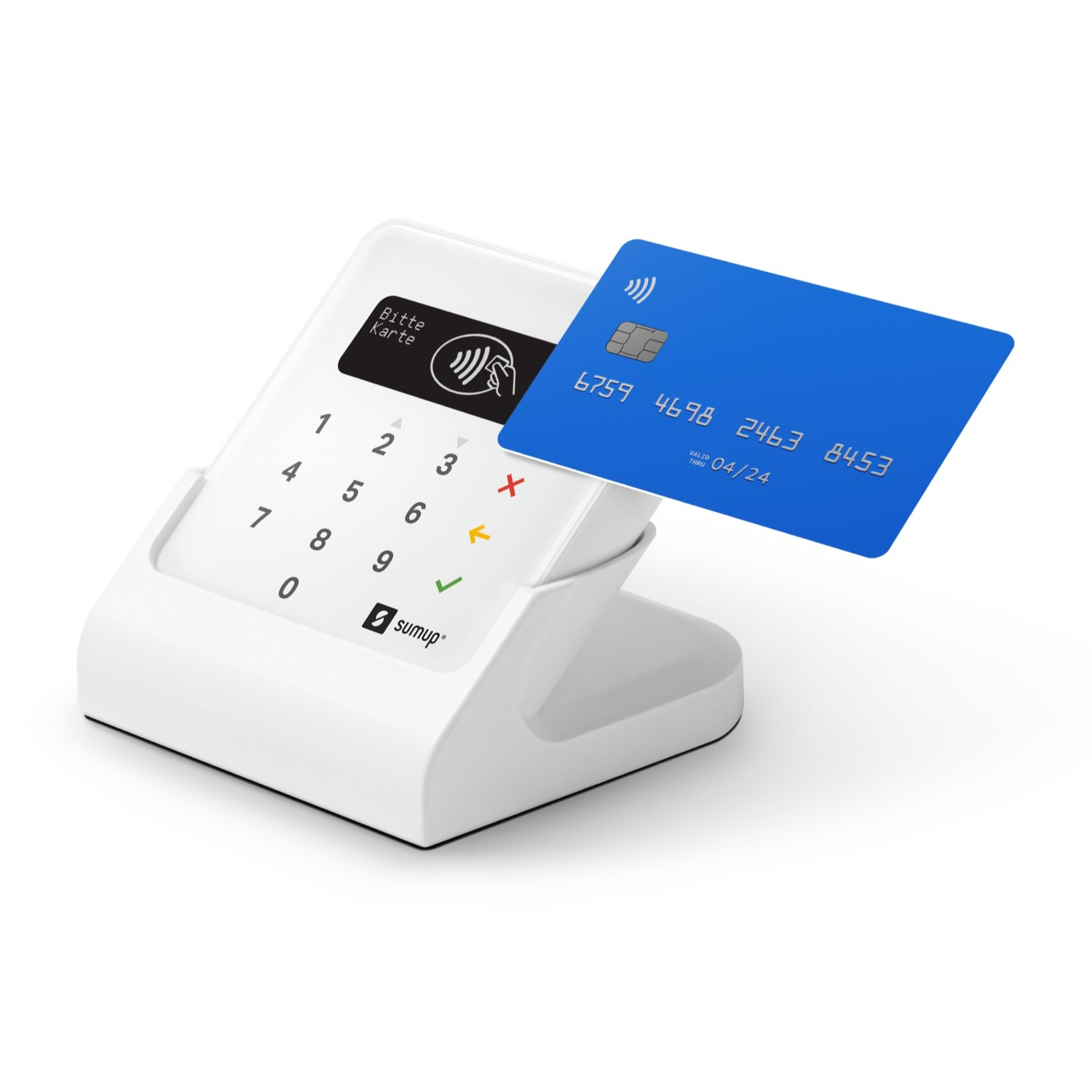 Image of SumUp - Air Bundle Bezahlterminal Kartenterminal (Visa, Mastercard, Maestro, Apple Pay etc.) mit Ladestation für iOS/Android - Weiss bei Apfelkiste.ch
