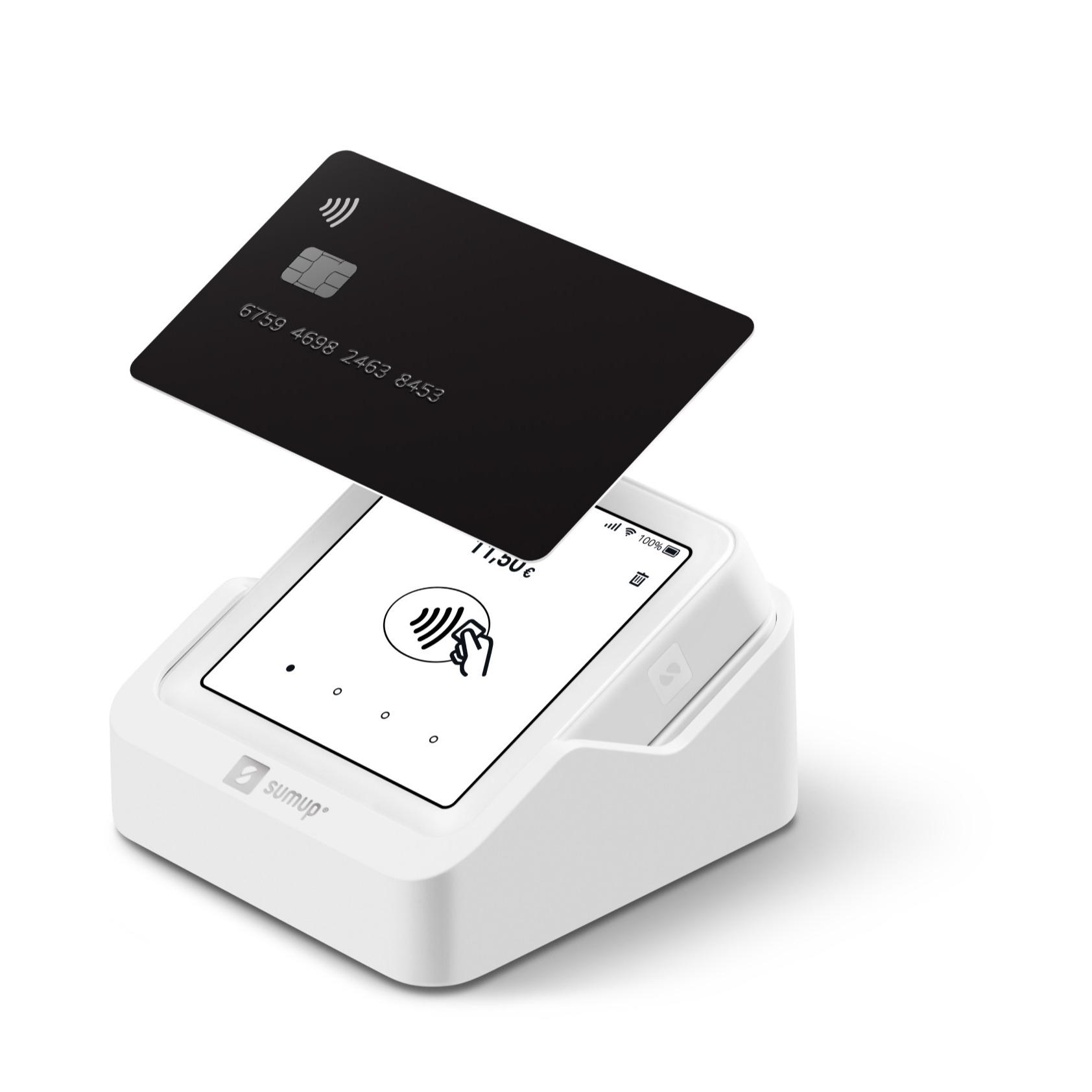 Image of SumUp - Solo Touchscreen Bezahlterminal Kartenterminal (Visa, Mastercard, Maestro, Apple Pay etc.) mit Ladestation für iOS/Android - Weiss bei Apfelkiste.ch