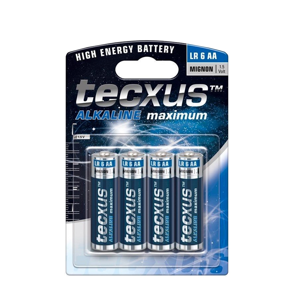 Image of Tecxus - 4er Pack Batterie AA / LR6 Alkali-Manga 1.5V (Mignon) bei Apfelkiste.ch