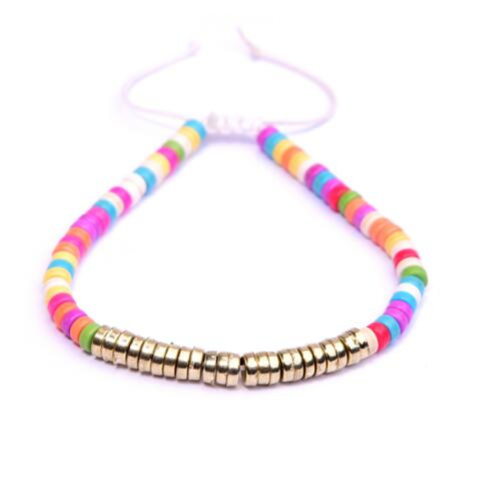 Image of Stoff Damen Armband Freundschaftsband - Bunt / Gold bei Apfelkiste.ch