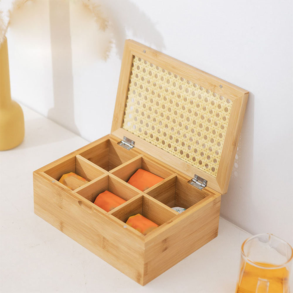Organisateur De Café En Bois - 4 Compartiments, 30x20x5cm, Pour Dosettes, Sucre, Tasses