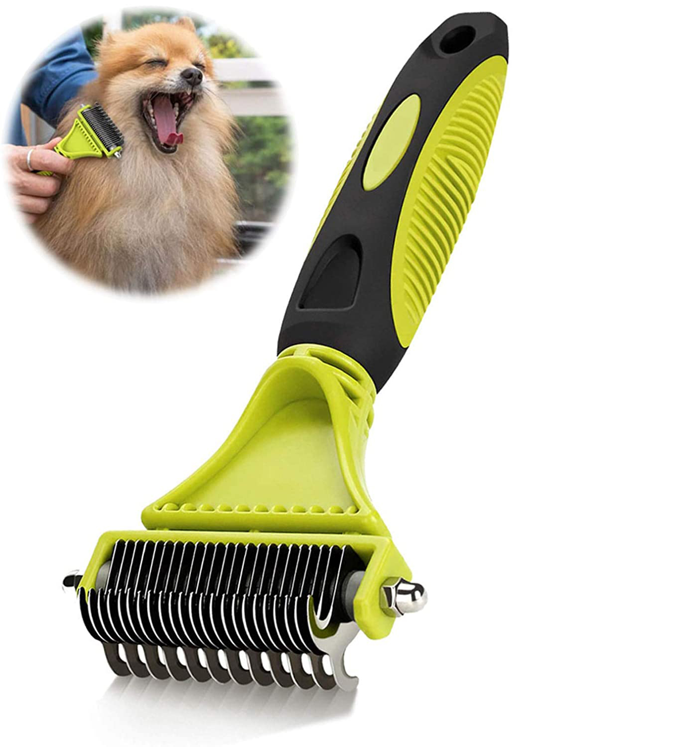 Image of Tier Unterfellbürste Haar Entfernungs Kamm für Hunde / Katzen Fellpflege - Grün / Schwarz bei Apfelkiste.ch