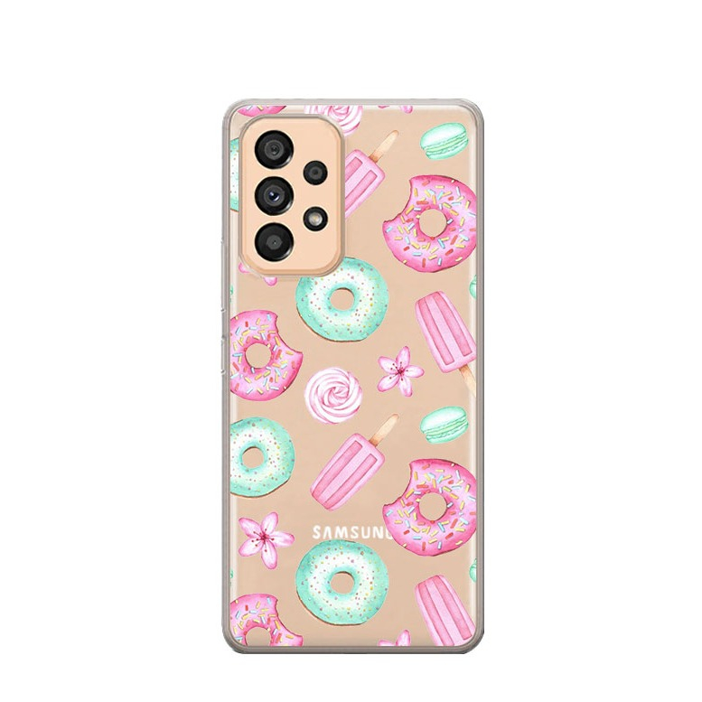 Image of Apfelkiste © - Samsung Galaxy A53 5G Gummi Case Hülle Ultra Thin Sweets - Rosa / Türkis bei Apfelkiste.ch