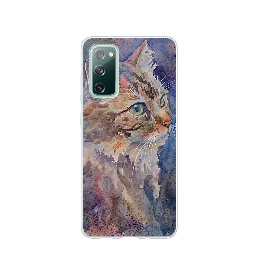 Image of Apfelkiste © - Samsung Galaxy S20 FE / S20 FE 5G Gummi Case Hülle Ultra Thin Katze Art Design - Braun / Blau bei Apfelkiste.ch