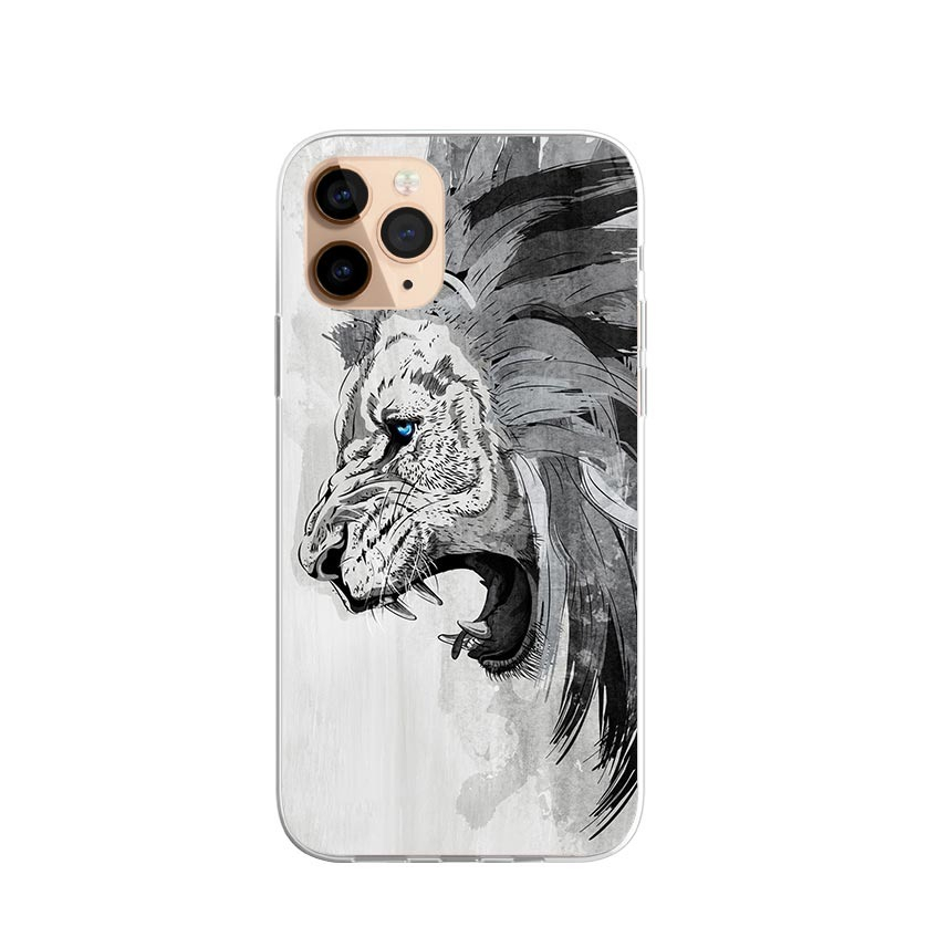 Image of Apfelkiste © - iPhone 11 Pro Gummi Case Hülle Ultra Thin Löwe Art Design - Grau bei Apfelkiste.ch