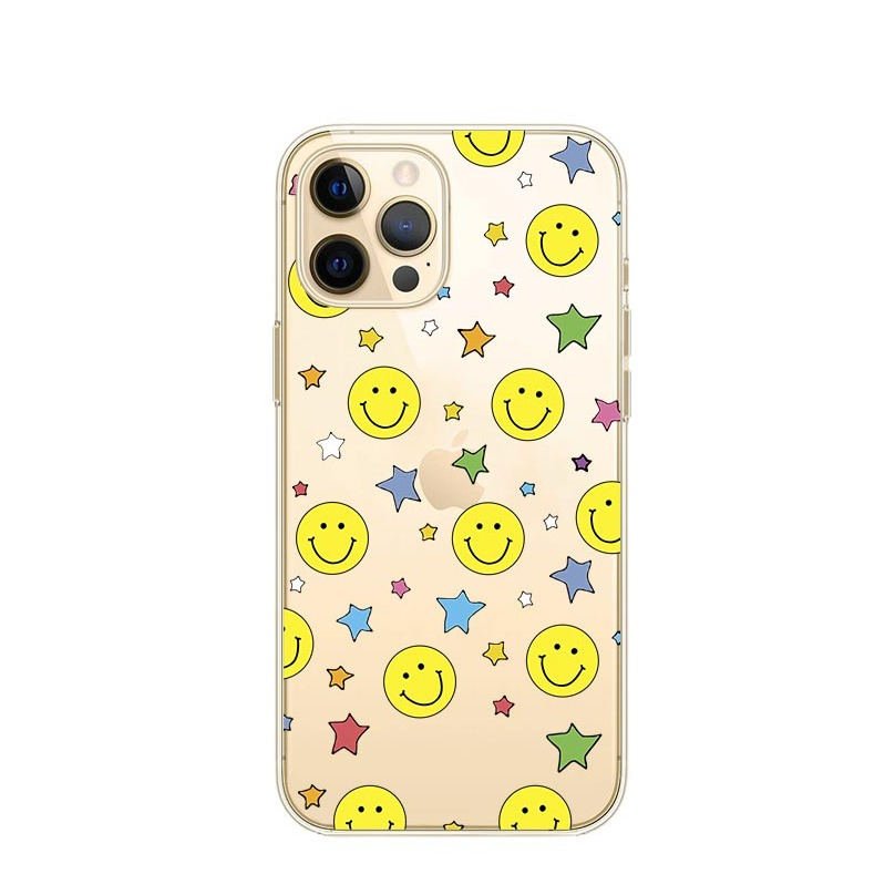 Image of Apfelkiste © - iPhone 12 / iPhone 12 Pro Gummi Case Hülle Ultra Thin Sternchen Smileys - Transparent bei Apfelkiste.ch