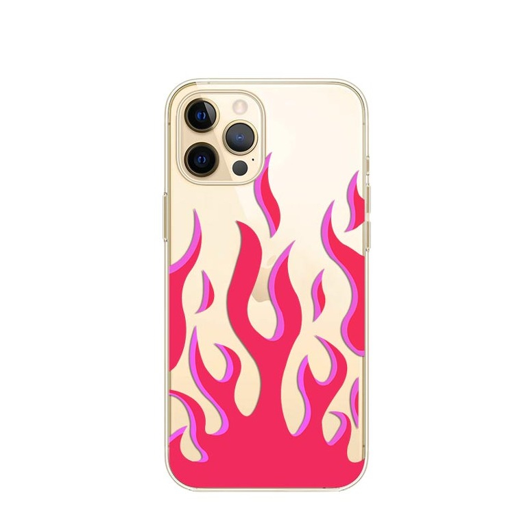 Image of Apfelkiste © - iPhone 12 / iPhone 12 Pro Gummi Case Hülle Ultra Thin Tattoo Flames - Rot bei Apfelkiste.ch