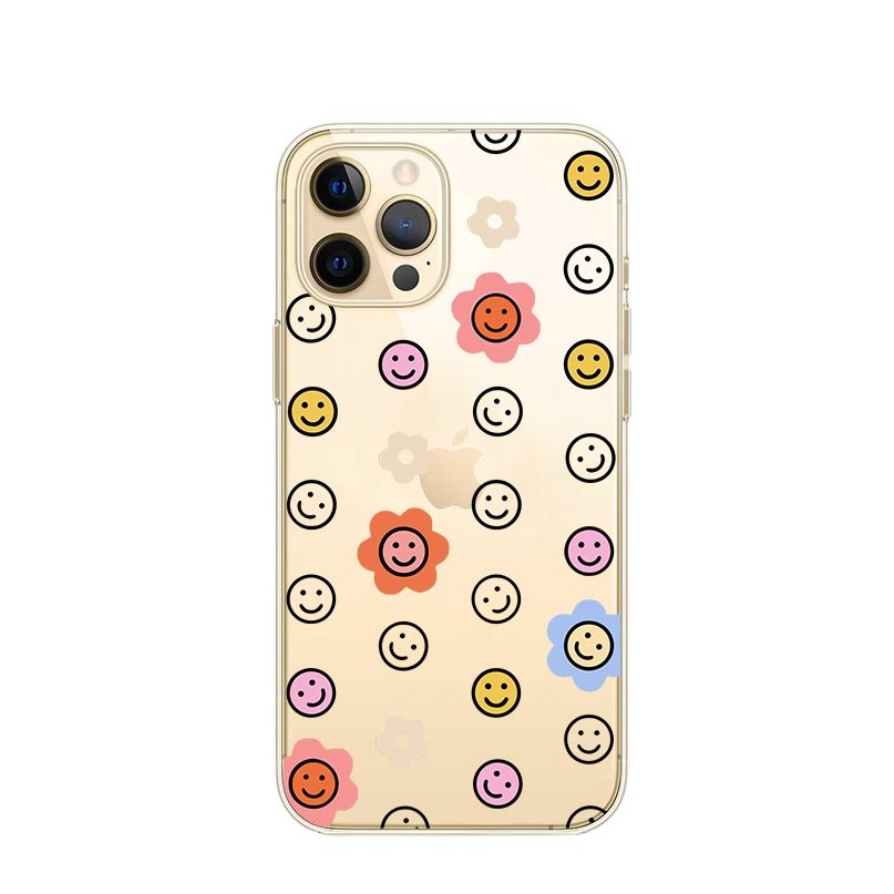 Image of Apfelkiste © - iPhone 12 Pro Max Gummi Case Hülle Ultra Thin Flower Smileys - Transparent bei Apfelkiste.ch