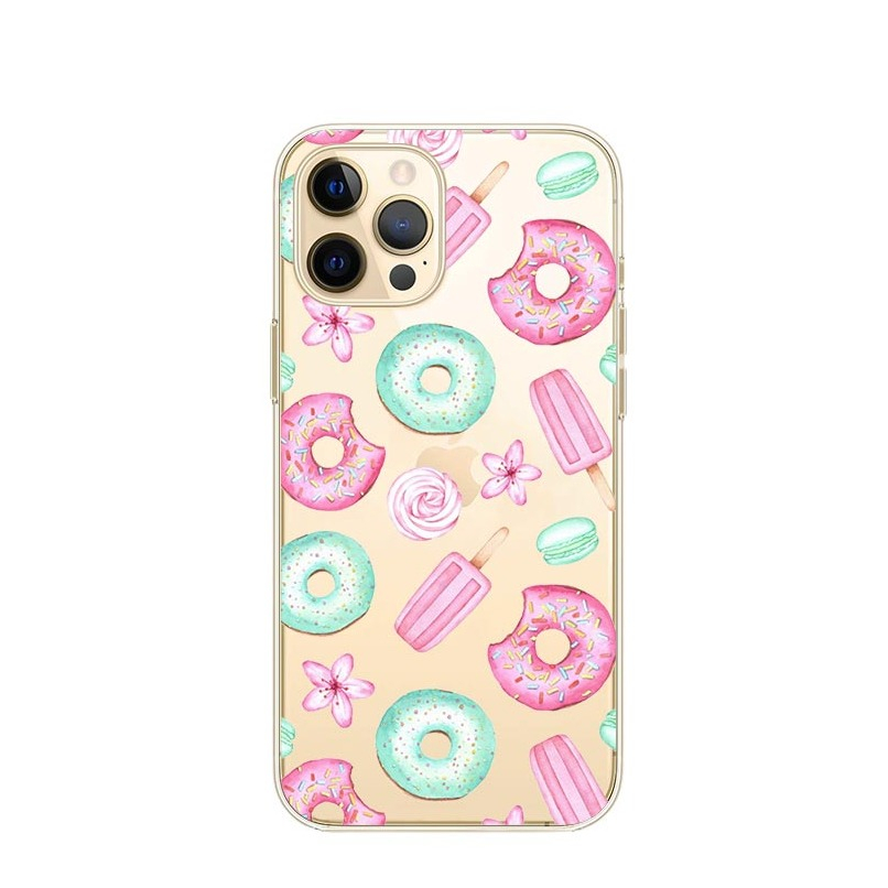 Image of Apfelkiste © - iPhone 12 Pro Max Gummi Case Hülle Ultra Thin Sweets - Rosa / Türkis bei Apfelkiste.ch