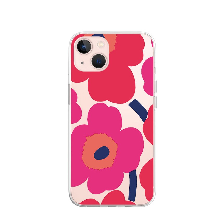Image of Apfelkiste © - iPhone 13 Gummi Case Hülle Ultra Thin Pinke Blumen - Transparent bei Apfelkiste.ch