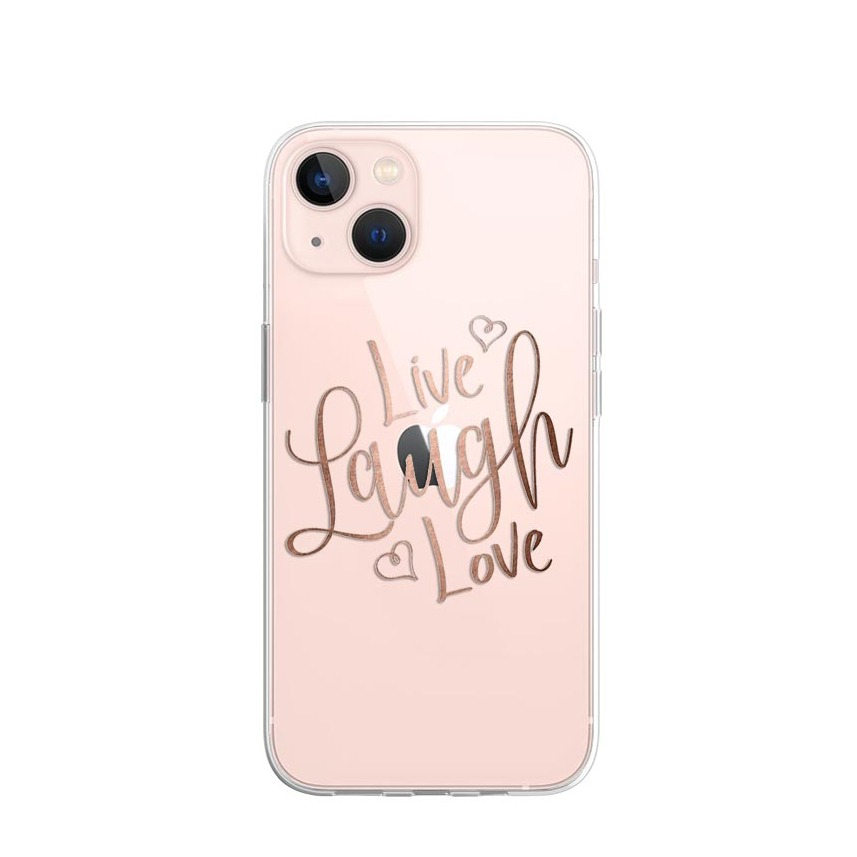 Image of Apfelkiste © - iPhone 13 Mini Gummi Case Hülle Ultra Thin Live Laugh Love - Transparent bei Apfelkiste.ch