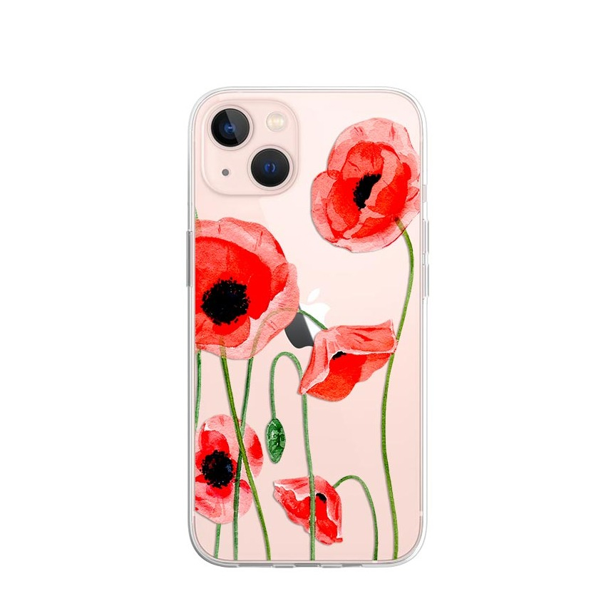Image of Apfelkiste © - iPhone 13 Mini Gummi Case Hülle Ultra Thin Mohn Blumen - Transparent bei Apfelkiste.ch
