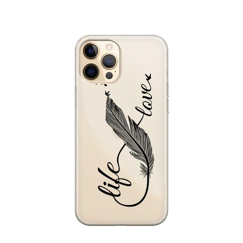 Image of Apfelkiste © - iPhone 13 Pro Max Gummi Case Hülle Ultra Thin Love & Life - Transparent bei Apfelkiste.ch