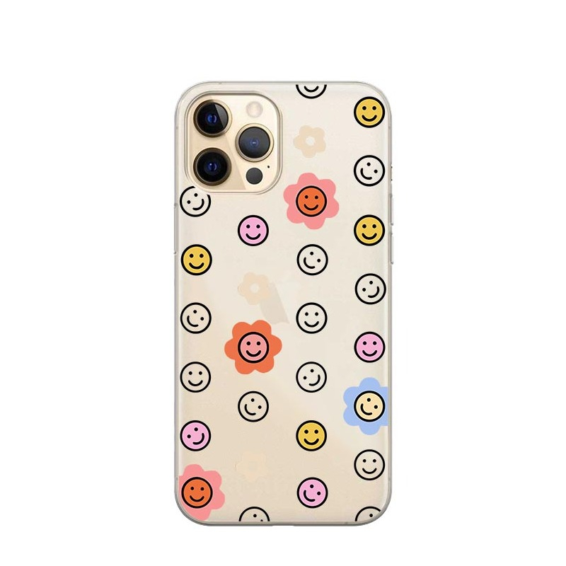 Image of Apfelkiste © - iPhone 13 Pro Max Gummi Case Hülle Ultra Thin Flower Smileys - Transparent bei Apfelkiste.ch