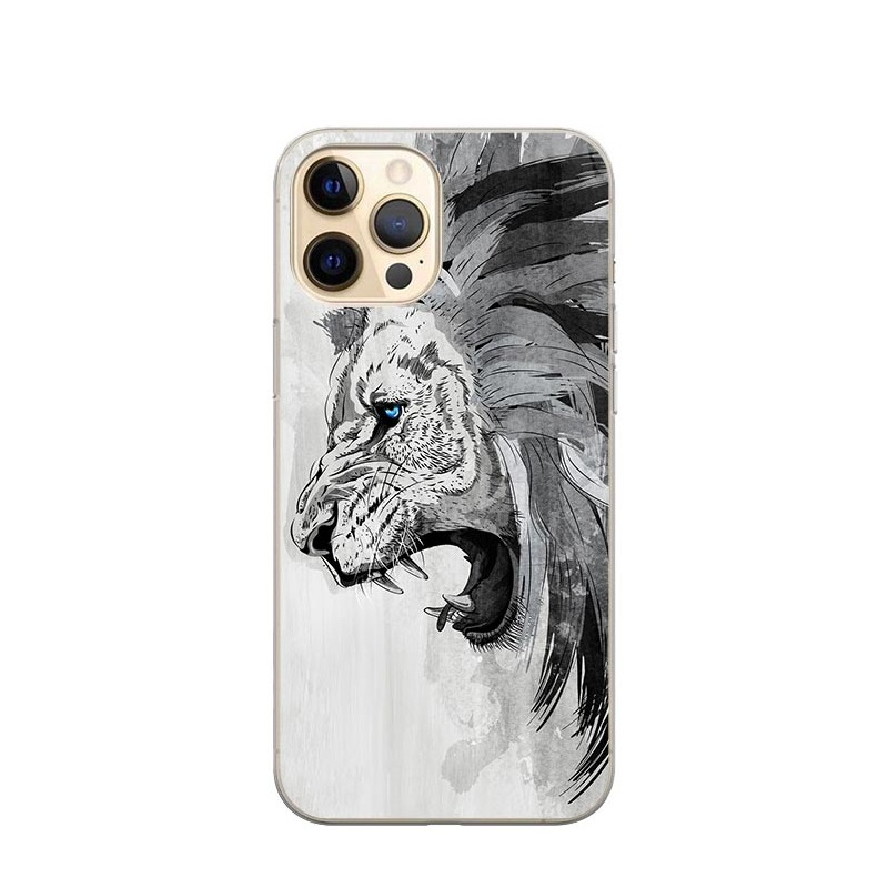 Image of Apfelkiste © - iPhone 13 Pro Max Gummi Case Hülle Ultra Thin Löwe Art Design - Grau bei Apfelkiste.ch