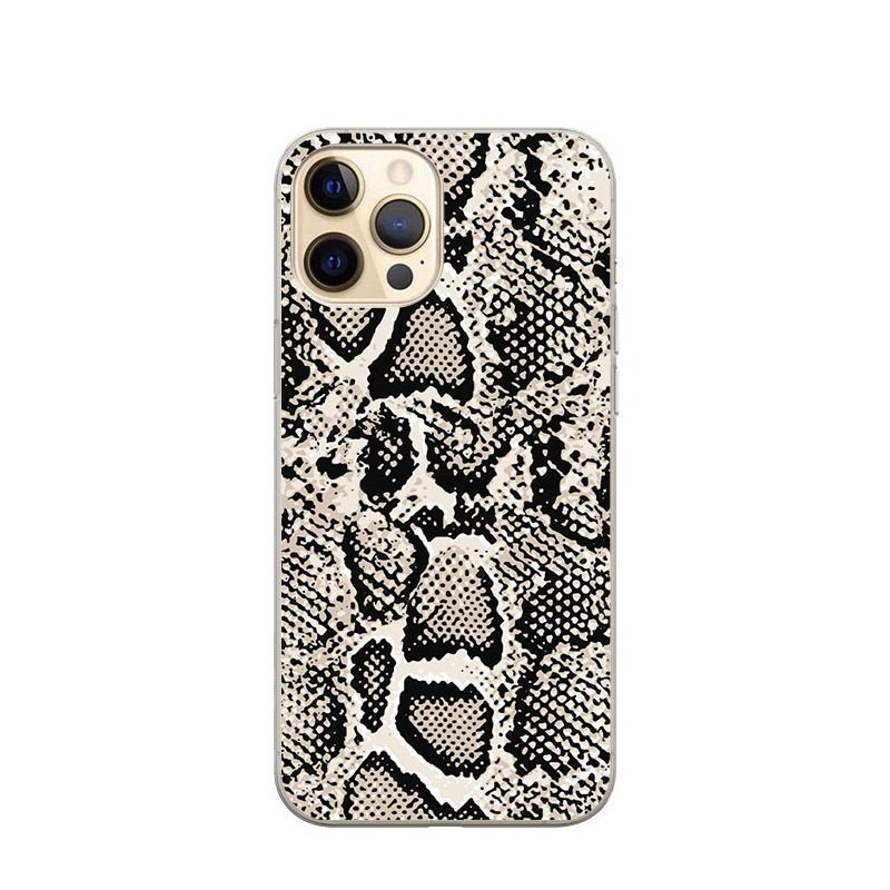 Image of Apfelkiste © - iPhone 13 Pro Max Gummi Case Hülle Ultra Thin Snake Skin - Beige / Schwarz bei Apfelkiste.ch