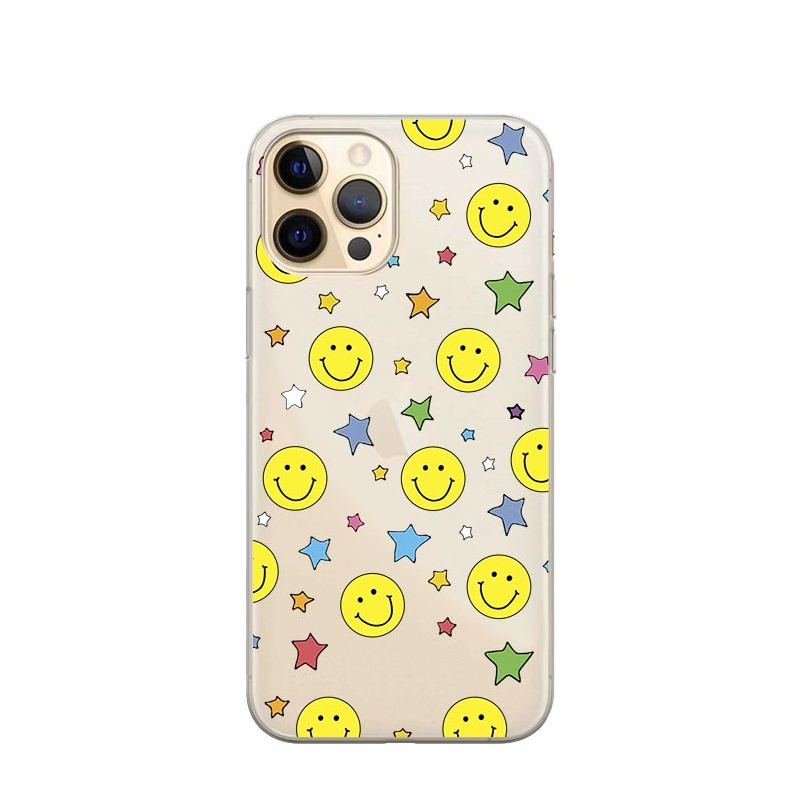 Image of Apfelkiste © - iPhone 13 Pro Max Gummi Case Hülle Ultra Thin Sternchen Smileys - Transparent bei Apfelkiste.ch