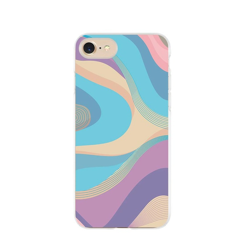 Image of Apfelkiste © - iPhone SE (2022/2020) / 8 / 7 Gummi Case Hülle Ultra Thin Modern Art - Türkis / Pink bei Apfelkiste.ch