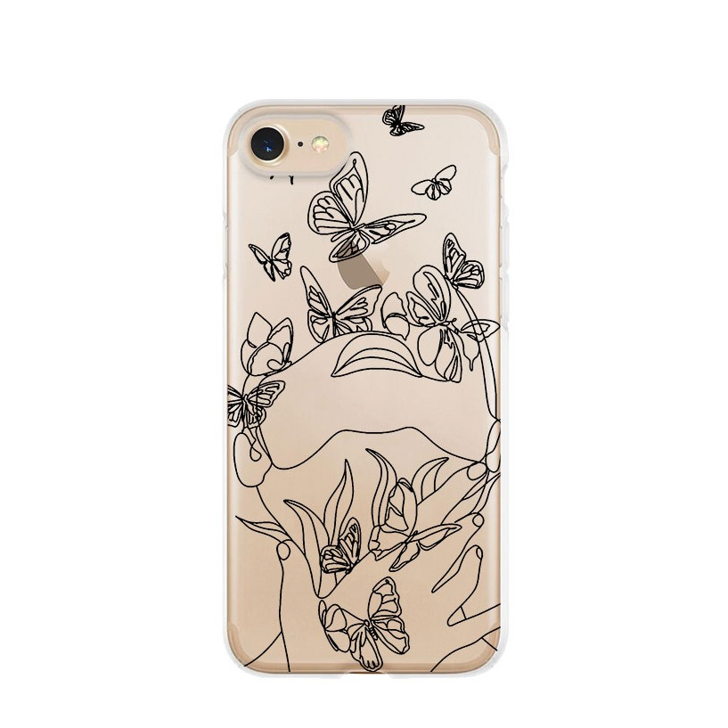 Image of Apfelkiste © - iPhone SE (2022/2020) / 8 / 7 / 6S Gummi Case Hülle Ultra Thin Butterfly Woman - Transparent bei Apfelkiste.ch