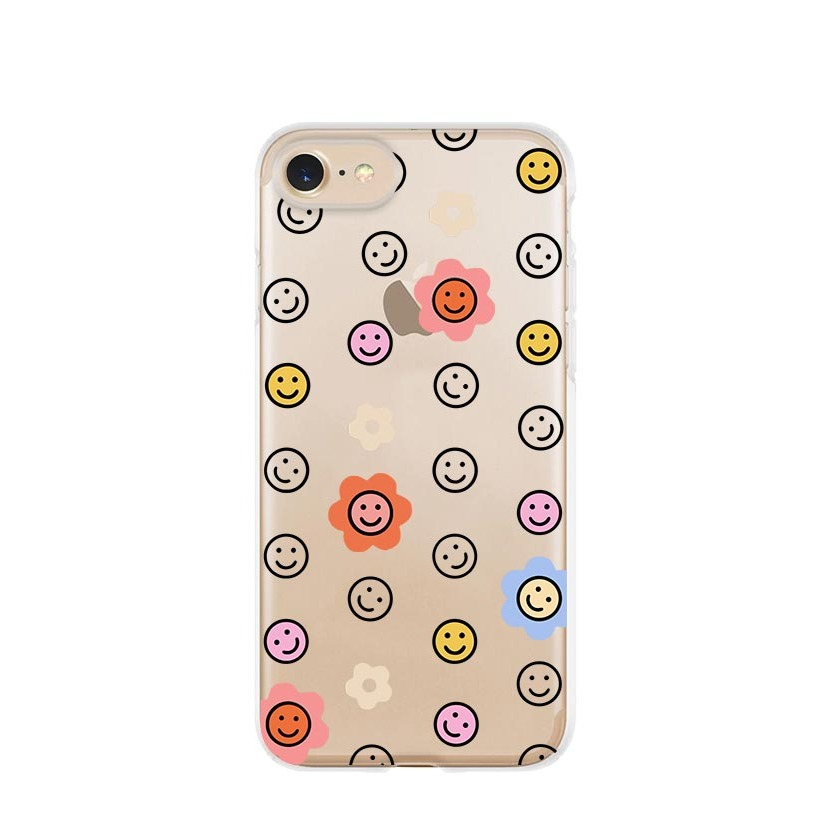 Image of Apfelkiste © - iPhone SE (2022/2020) / 8 / 7 / 6S Gummi Case Hülle Ultra Thin Flower Smileys - Transparent bei Apfelkiste.ch