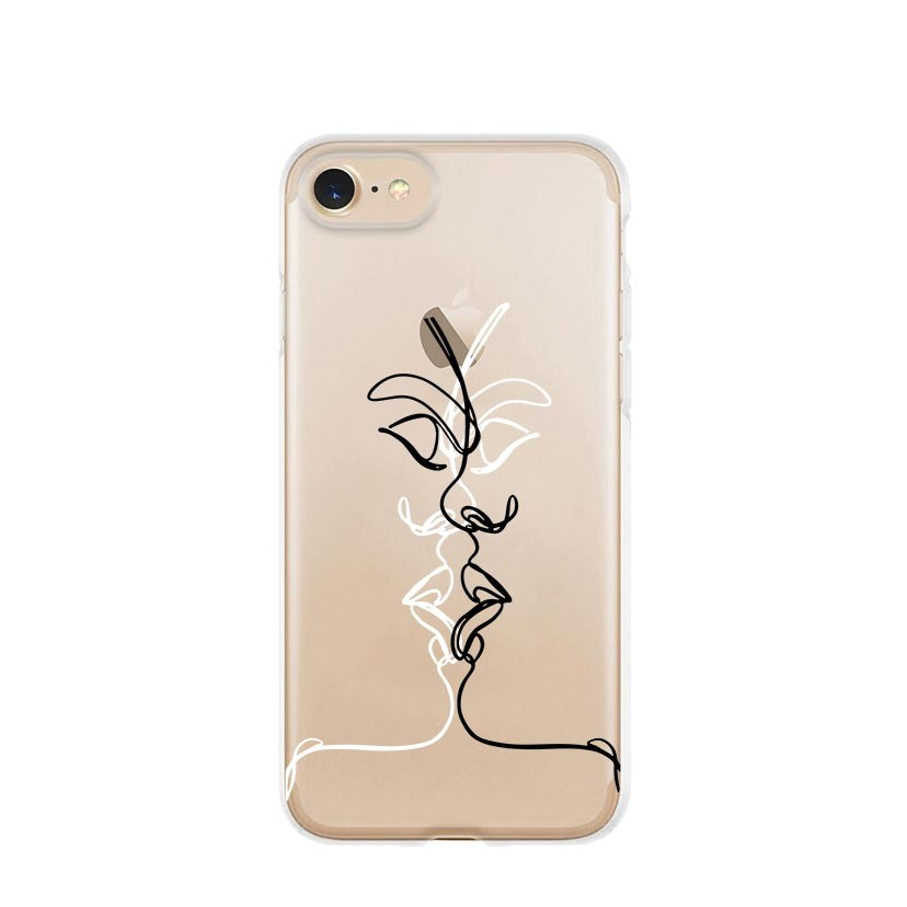 Image of Apfelkiste © - iPhone SE (2022/2020) / 8 / 7 / 6S Gummi Case Hülle Ultra Thin Modern Art - Schwarz / Weiss bei Apfelkiste.ch