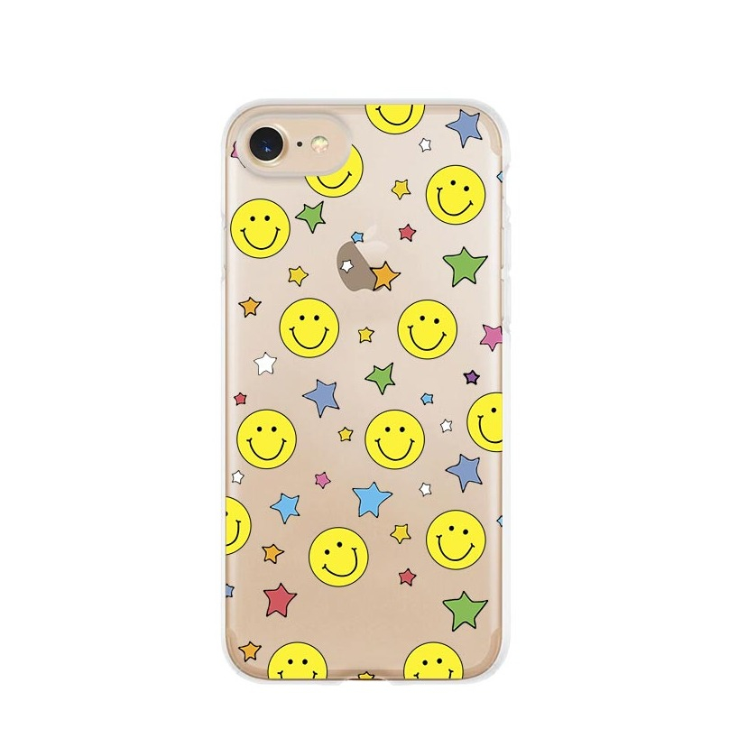 Image of Apfelkiste © - iPhone SE (2022/2020) / 8 / 7 / 6S Gummi Case Hülle Ultra Thin Sternchen Smileys - Transparent bei Apfelkiste.ch