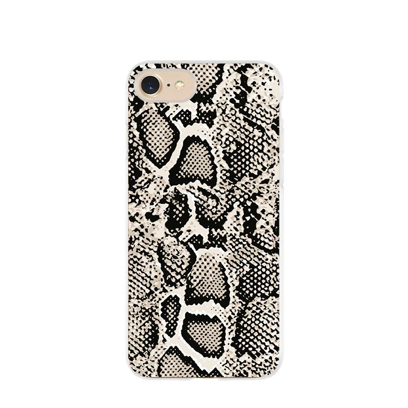 Image of Apfelkiste © - iPhone SE (2022/2020) / 8 / 7 / 6S Gummi Case Hülle Ultra Thin Snake Skin - Beige / Schwarz bei Apfelkiste.ch
