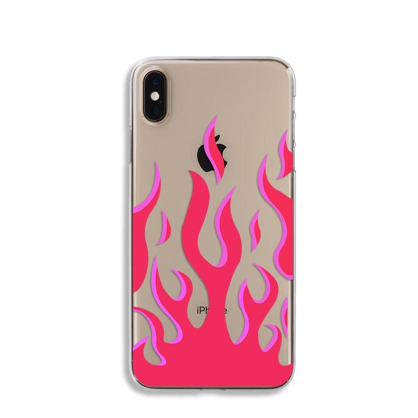 Image of Apfelkiste © - iPhone Xs / X Gummi Case Hülle Ultra Thin Tattoo Flames - Rot bei Apfelkiste.ch