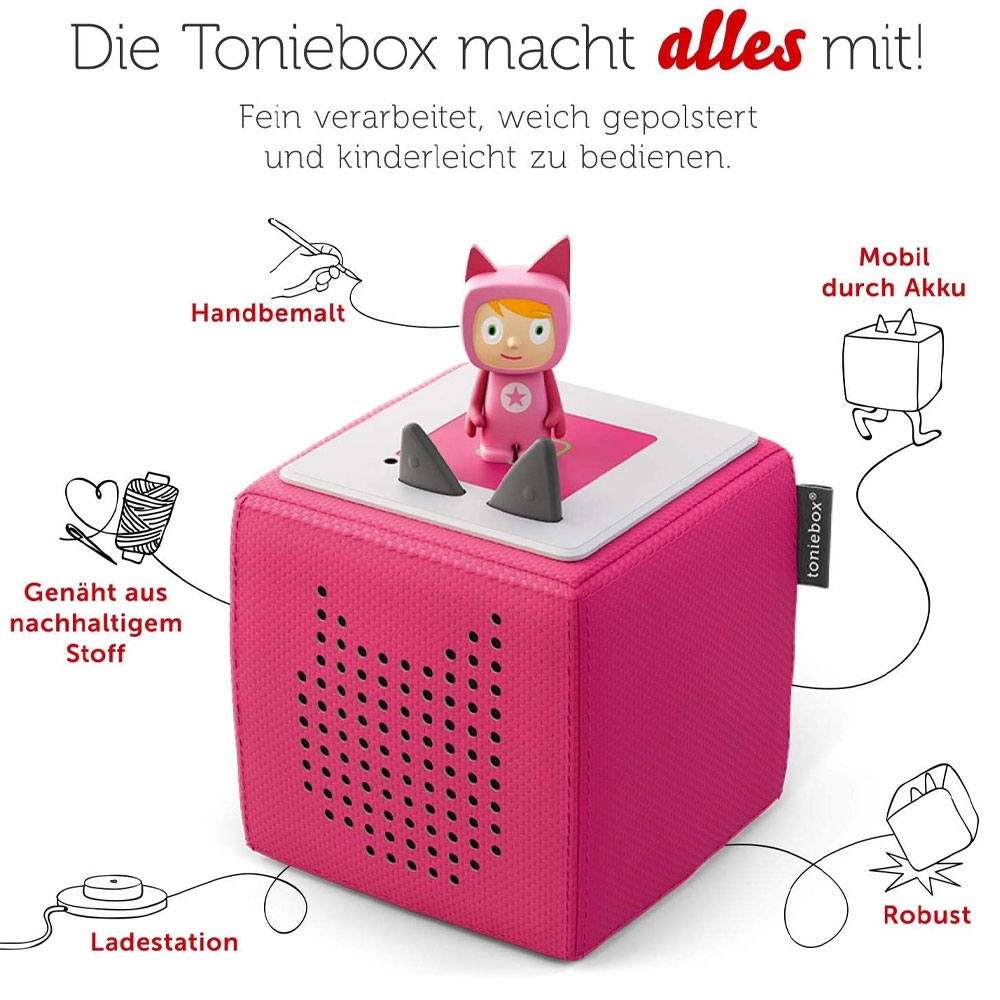 Toniebox Kinder Hörspiel Starterset Lautsprecherbox Audiosystem inkl.  Kreativ-Tonie (03-0014) - Pink