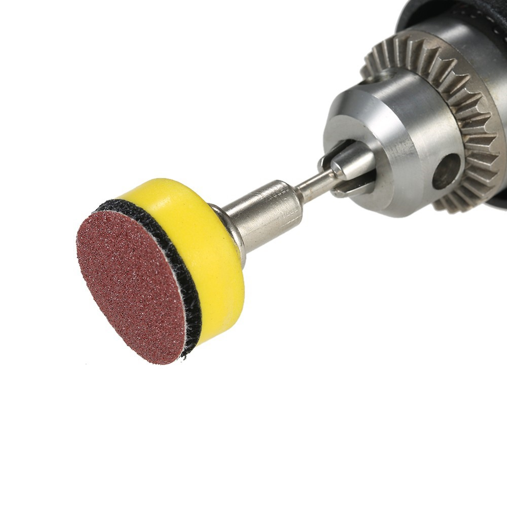 Produktbild von Set: Bohrschleifteller Mit Spanndorn (8 Mm) + 50 Schleifscheiben (K40–K180), Klettsystem, Für Bohrmaschine & Akkuschrauber, 12.000 U/min