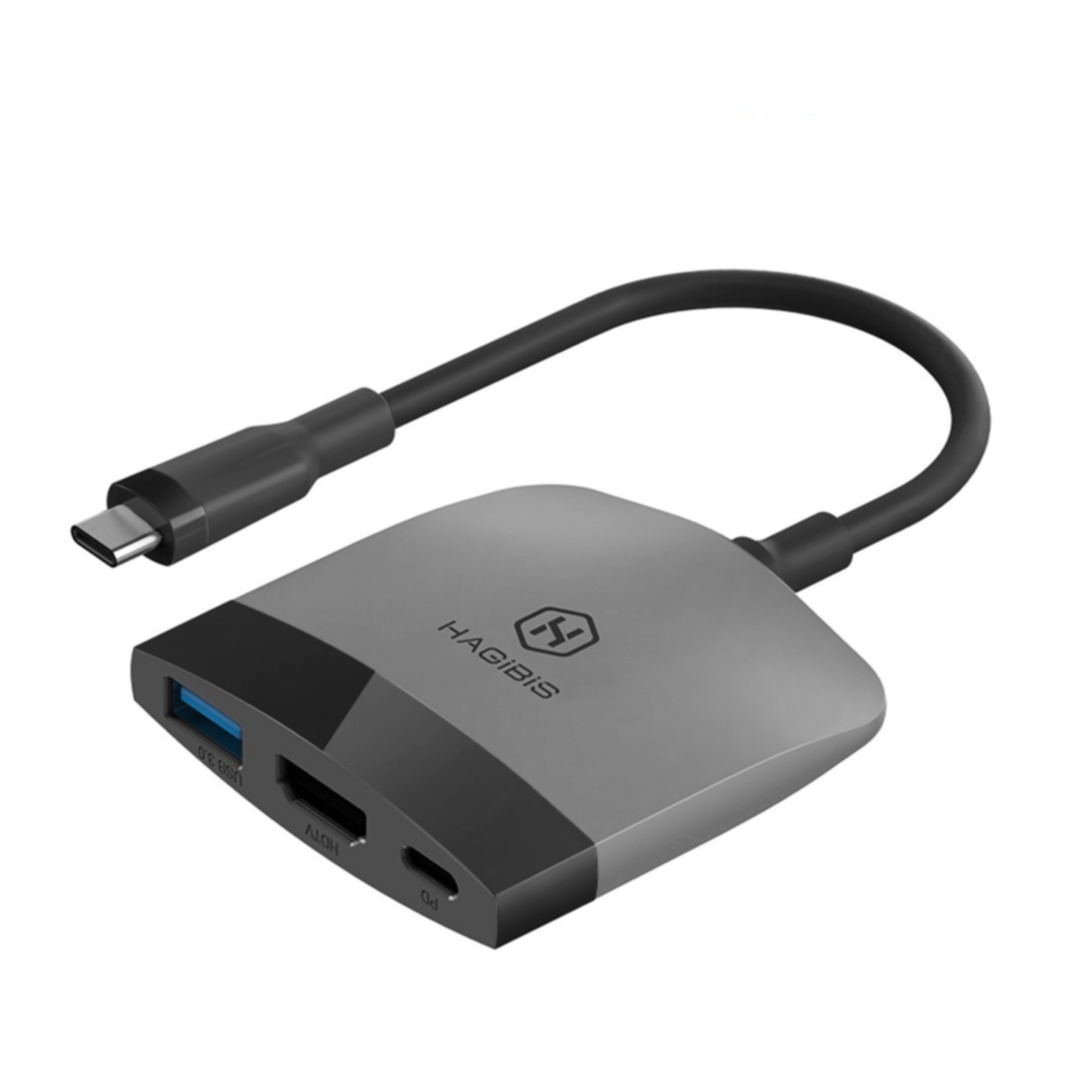 Image of (20cm) 3in1 USB C Dockingstation Adapter mit USB A / 4K HDMI / USB C (PD) für Nintendo Switch / Switch OLED / iPad - Schwarz bei Apfelkiste.ch