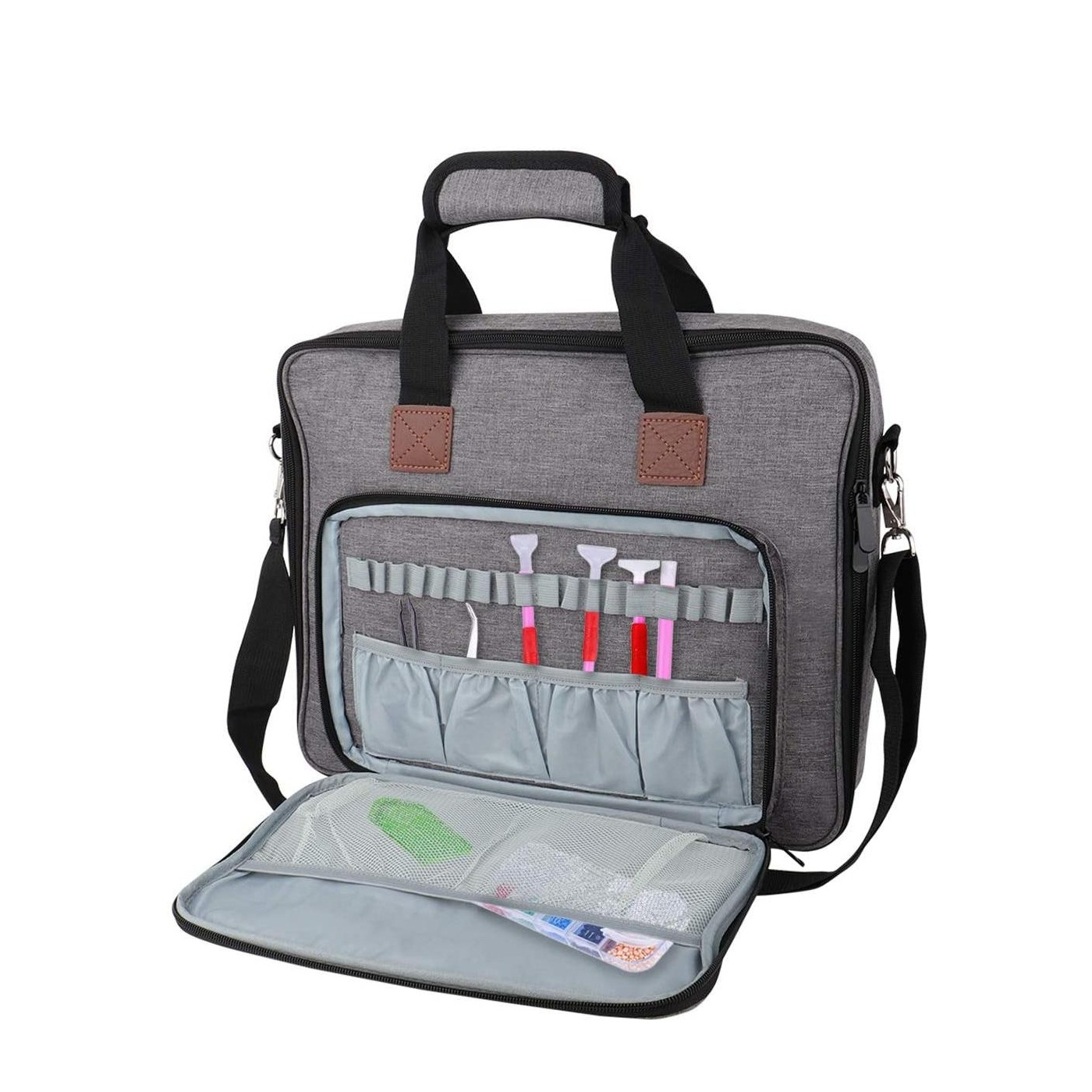 Image of (40x35cm) Transport Tasche für A4 Licht Pad + Diamant Malerei Werkzeug Organizer - Grau bei Apfelkiste.ch