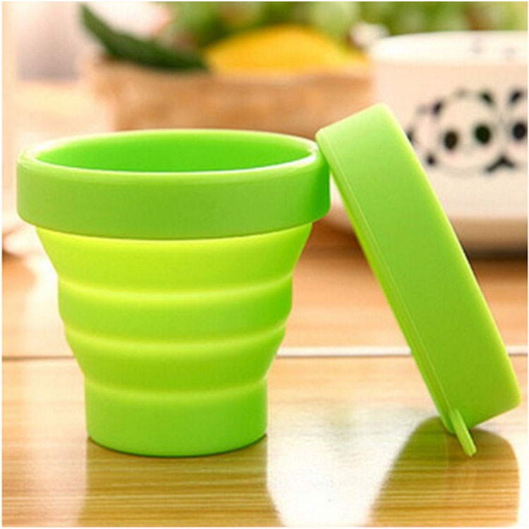 (3er Set) Faltbarer Silikon Trink Reise Becher mit Deckel (170ml) - Grün