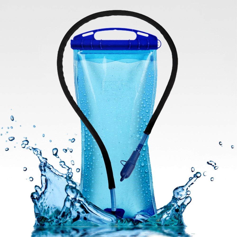 Image of (2L) Trinkblase Tragbarer Wasserbeutel mit Schlauch - Blau / Transparent bei Apfelkiste.ch
