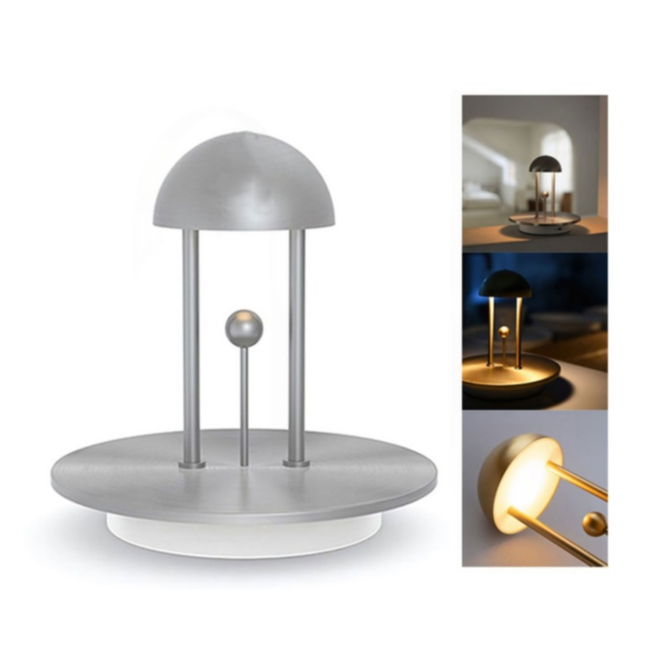 Image of Tubicen - Jingle Edelstahl LED Retro Lampe Dimmbar mit Gestensteuerung + 2000mAh Akku (14x15cm) - Silber bei Apfelkiste.ch