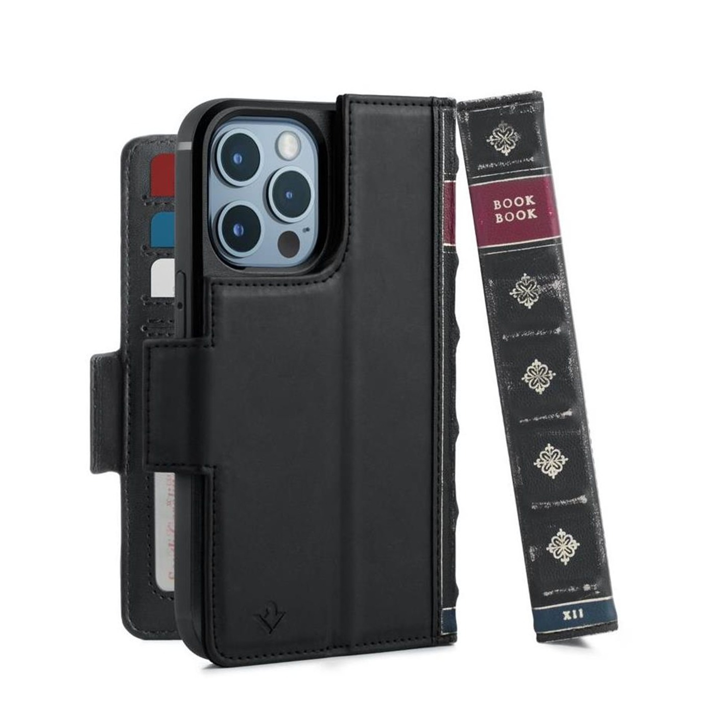 Image of Twelve South - iPhone 13 Pro Echtleder Tasche BookBook mit Kartenfächern (TS-12-2135) - Schwarz bei Apfelkiste.ch