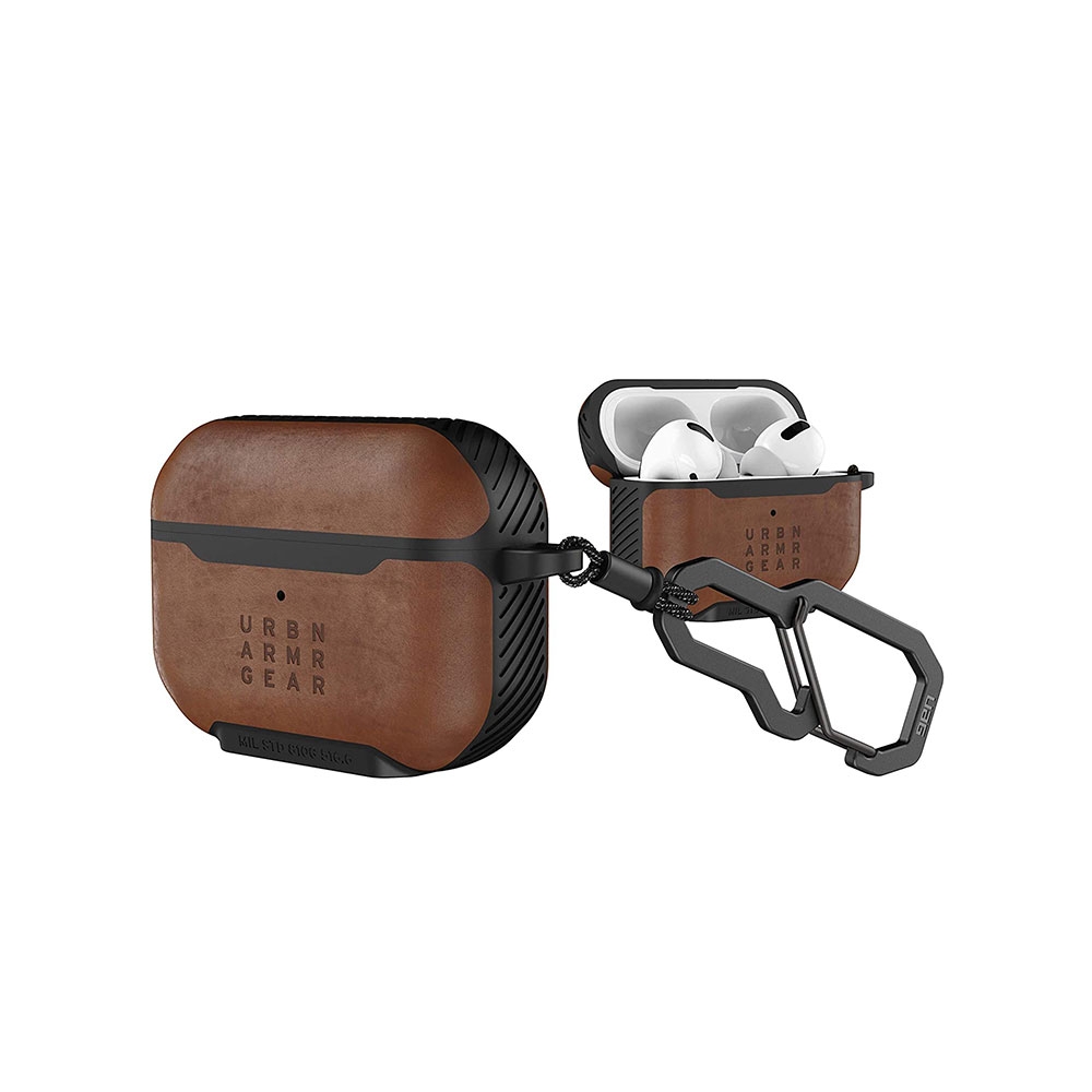 Image of UAG Urban Armor Gear - AirPods Pro Echtleder Silikoncase Schutzhülle mit Karabinerhaken Metropolis LT (102256118380) - Braun bei Apfelkiste.ch