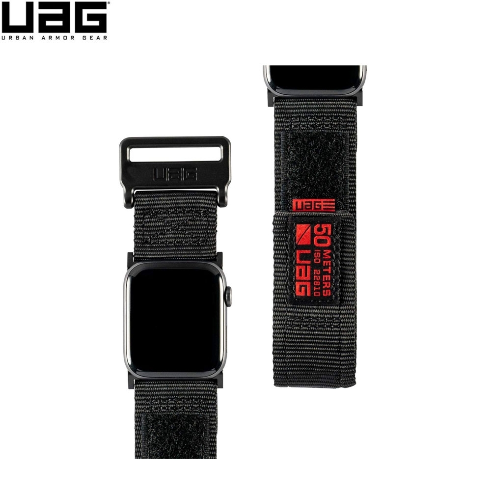 UAG Urban Armor Gear - Apple Watch (38 mm / 40 mm) Active Strap Nylon Klettverschluss Armband (19149A114040) - Schwarz