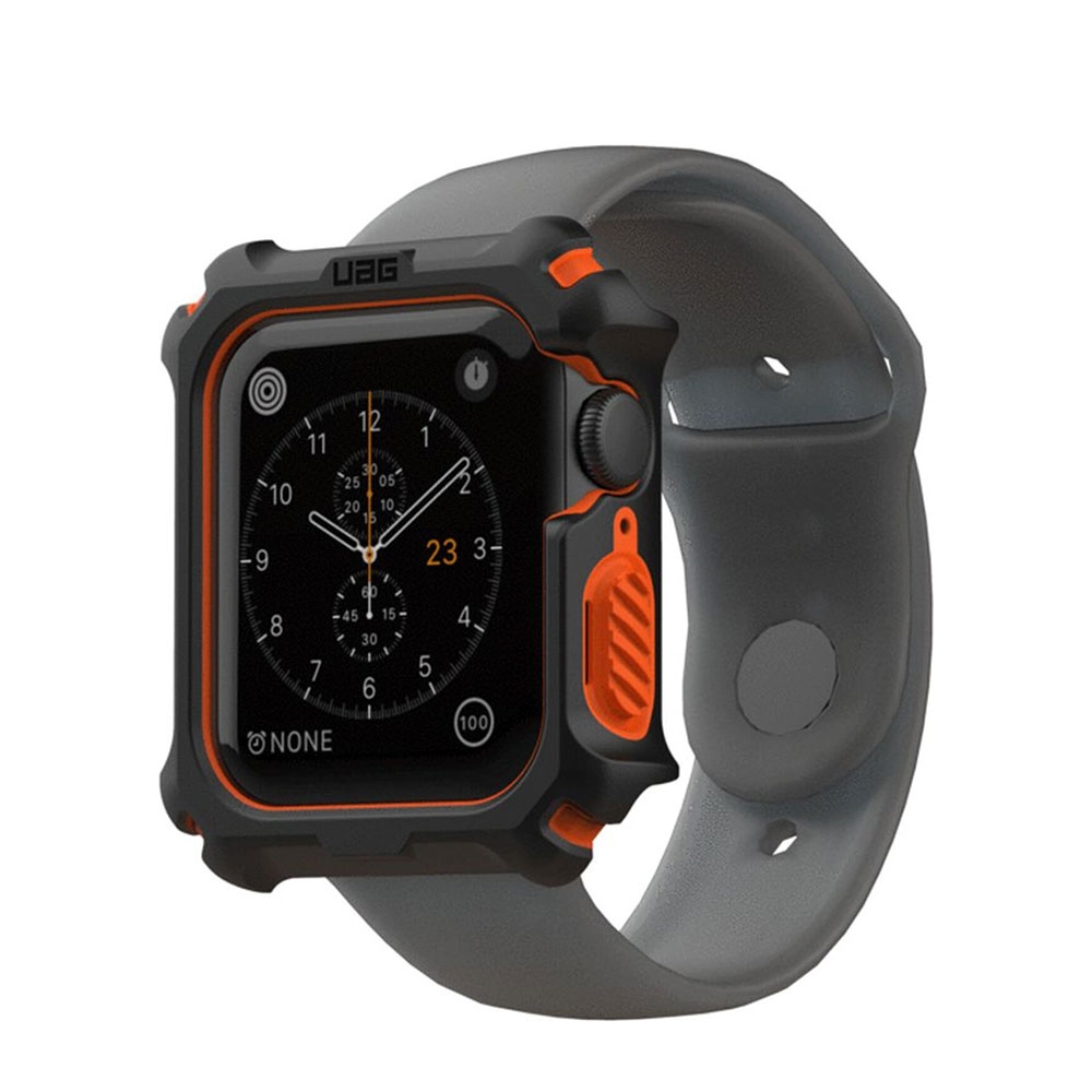 Image of UAG Urban Armor Gear - Apple Watch (44 mm) Rugged Case Bumper Hülle (19148G114097) - Schwarz / Orange bei Apfelkiste.ch
