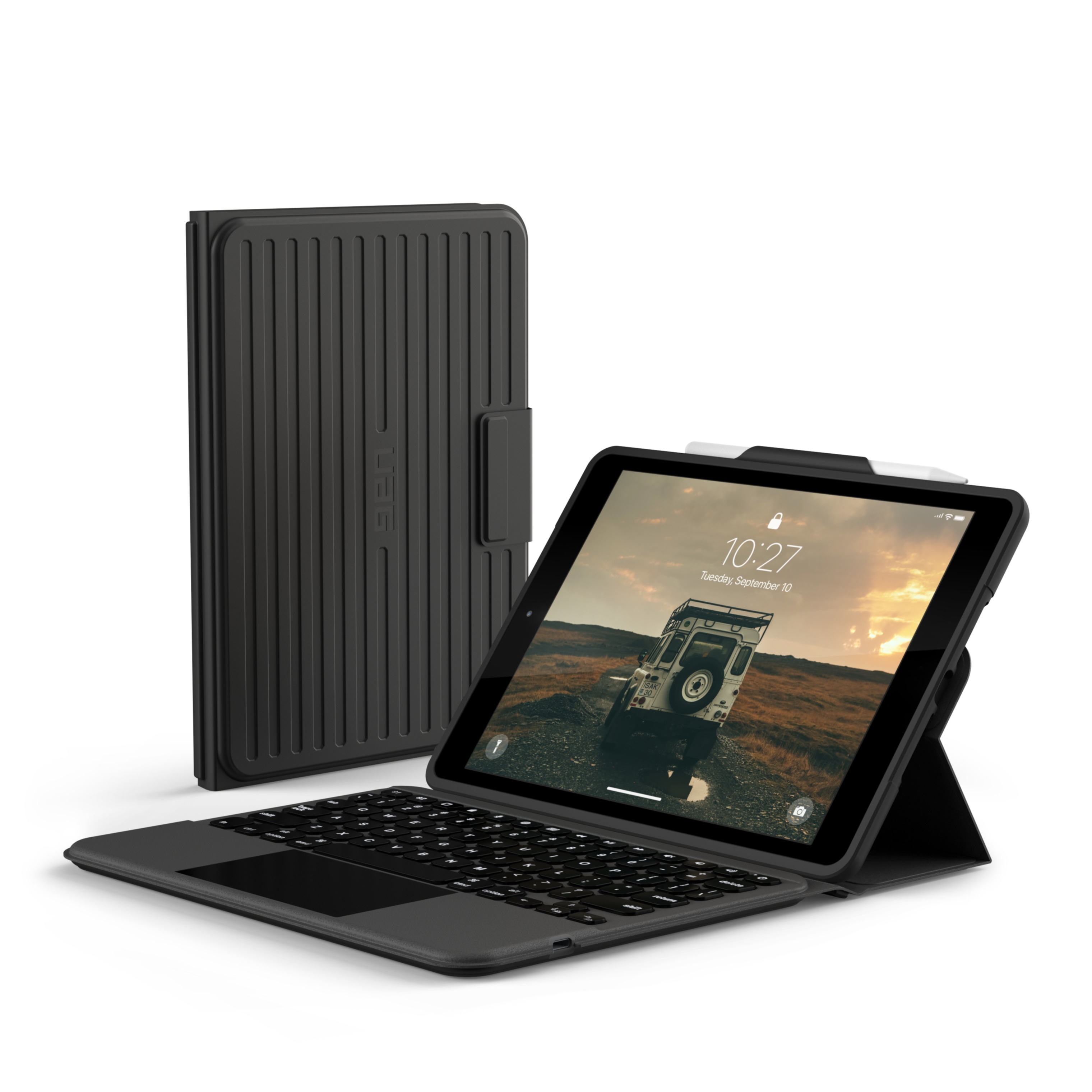 Image of UAG Urban Armor Gear - iPad 10.2" (2021/2020) Antibakterielle Rugged Hülle + Bluetooth Tastatur + Pen Halterung (124002114031) - Schwarz/Transparent bei Apfelkiste.ch