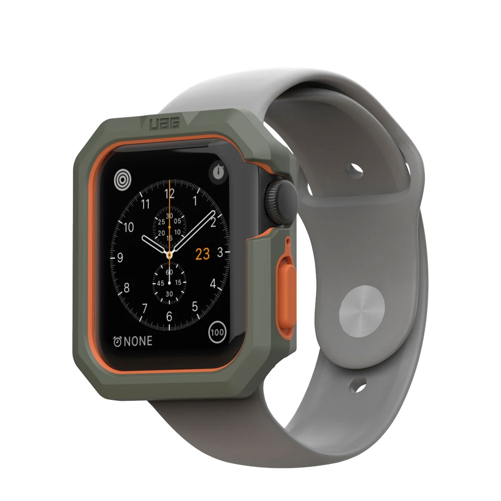 Image of UAG Urban Armor Gear - Apple Watch (44mm) Civilian Case Bumper Hülle (1A148D117297) - Olive Drab / Orange bei Apfelkiste.ch
