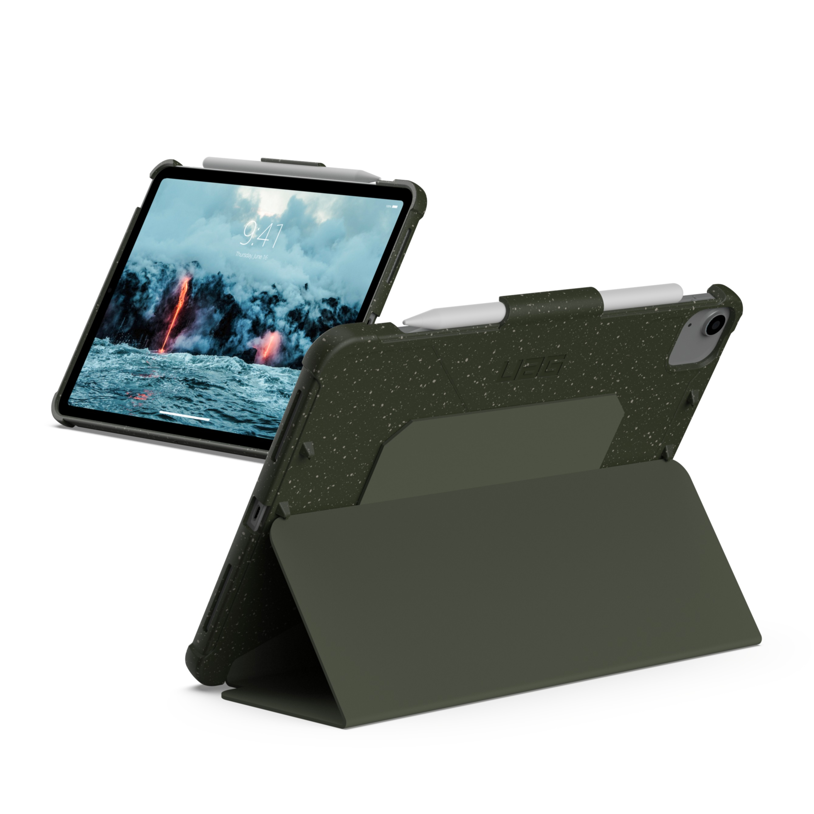 Image of UAG Urban Armor Gear - iPad Air 10.9" (2022/2020) Bio Gummi Schutzhülle Outback Eco Friendly Nachhaltig Kompostierbar (123295117272) - Olive Drab bei Apfelkiste.ch