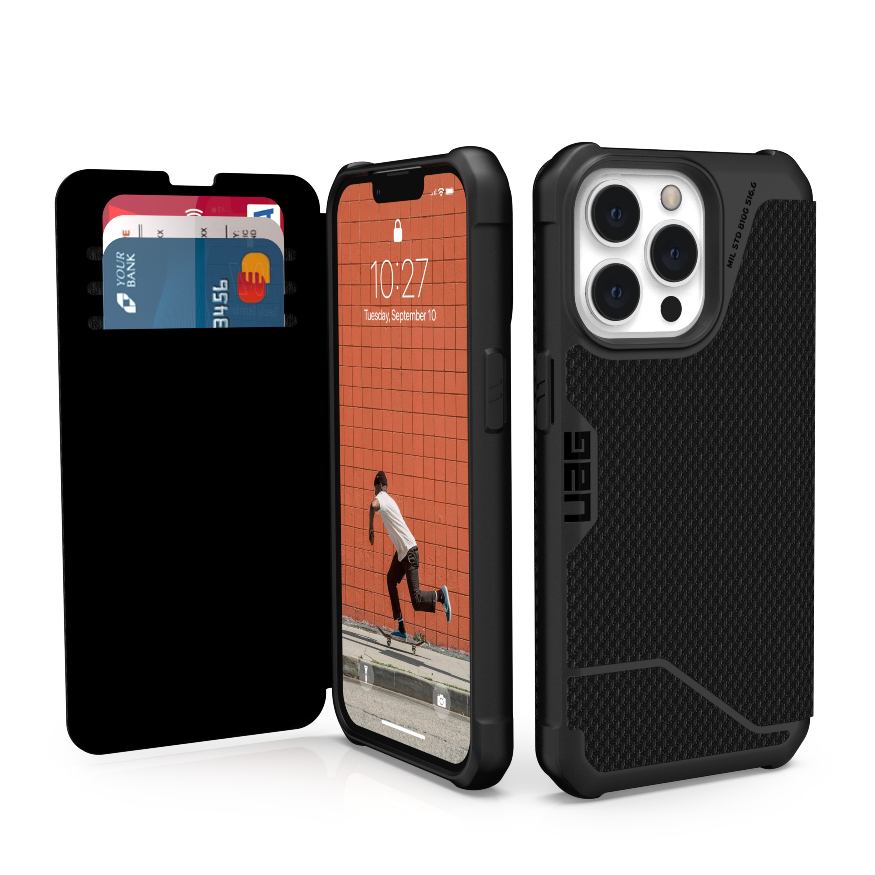 Image of UAG Urban Armor Gear - iPhone 13 Pro Tasche Schutzhülle Metropolis (113156113940) - Kevlar Black bei Apfelkiste.ch