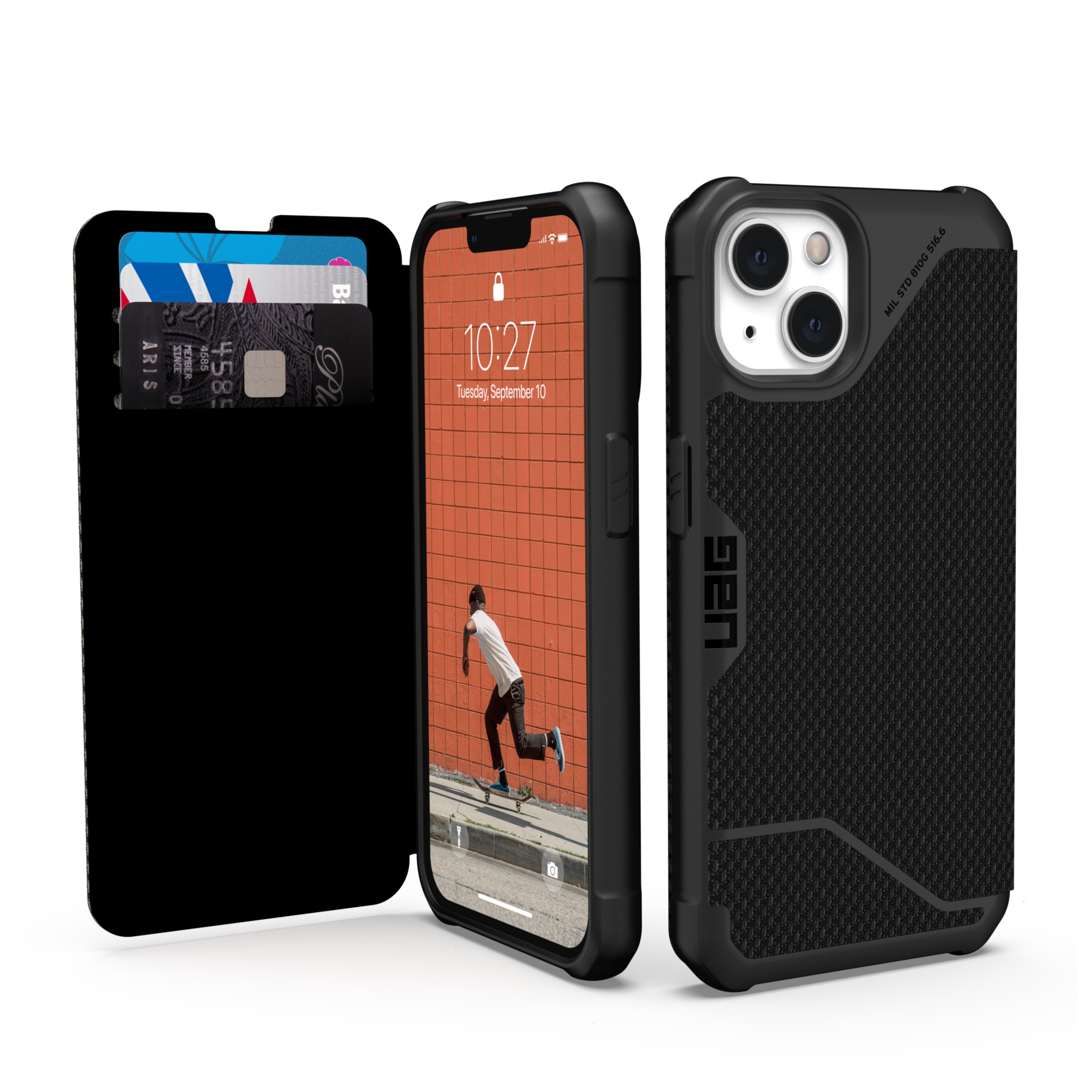 Image of UAG Urban Armor Gear - iPhone 13 Tasche Schutzhülle Metropolis (113176113940) - Kevlar Black bei Apfelkiste.ch