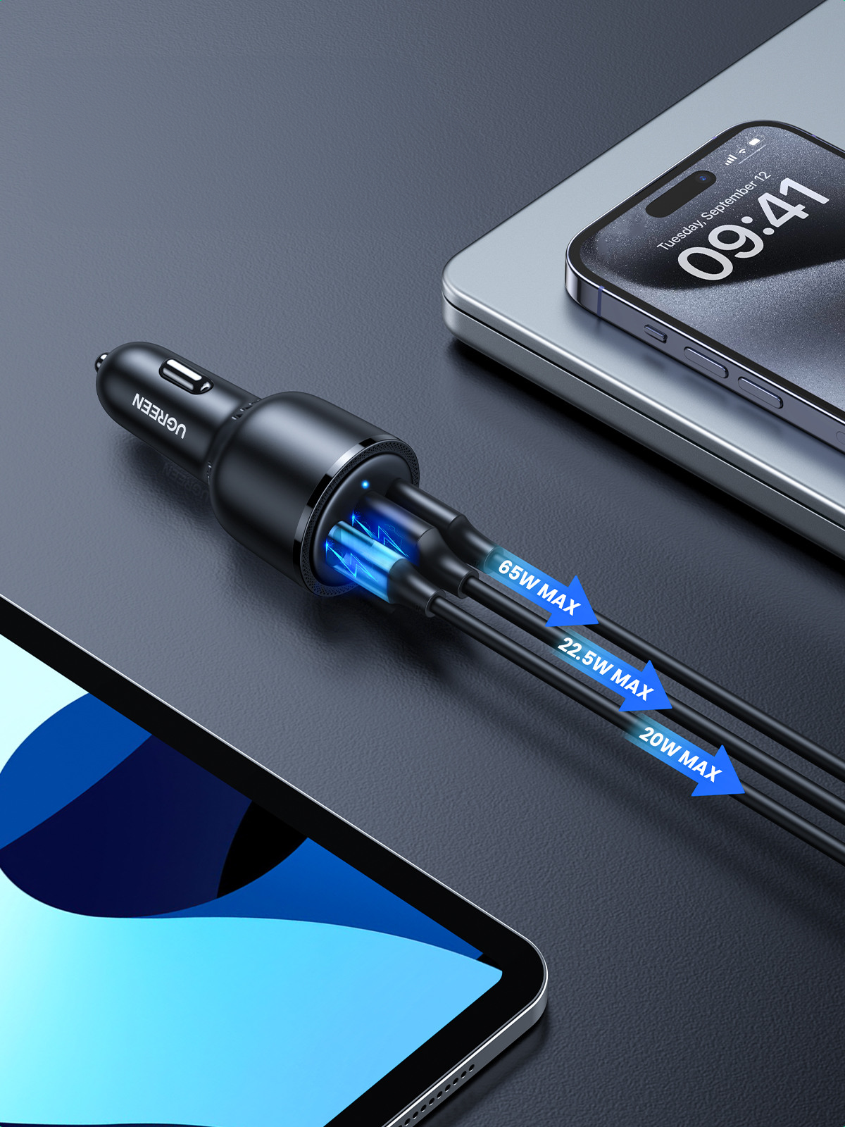 Accessoire Voiture Chargeur Allume-Cigare 90W LISEN - 2 Ports USB-C PD3.0 Pour IPhone, Galaxy, IPad, Voiture Boîtier Alliage Zinc