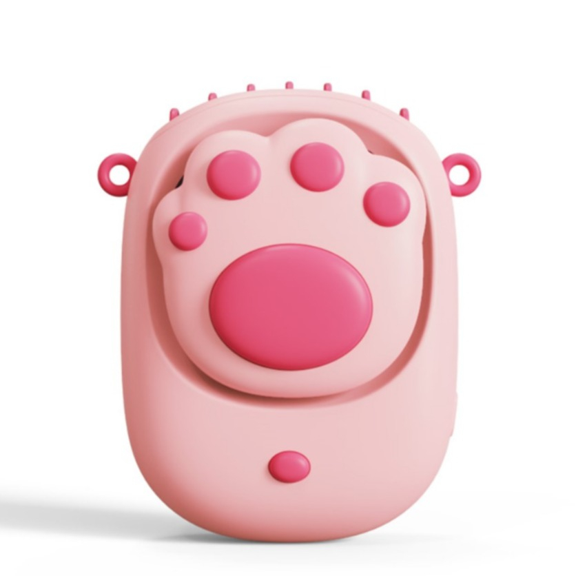 Image of Umhänge Ventilator Katzen Tatze Lüfter Wiederaufladbar 1500mAh mit Nackenschlaufe + Standbein - Rosa bei Apfelkiste.ch